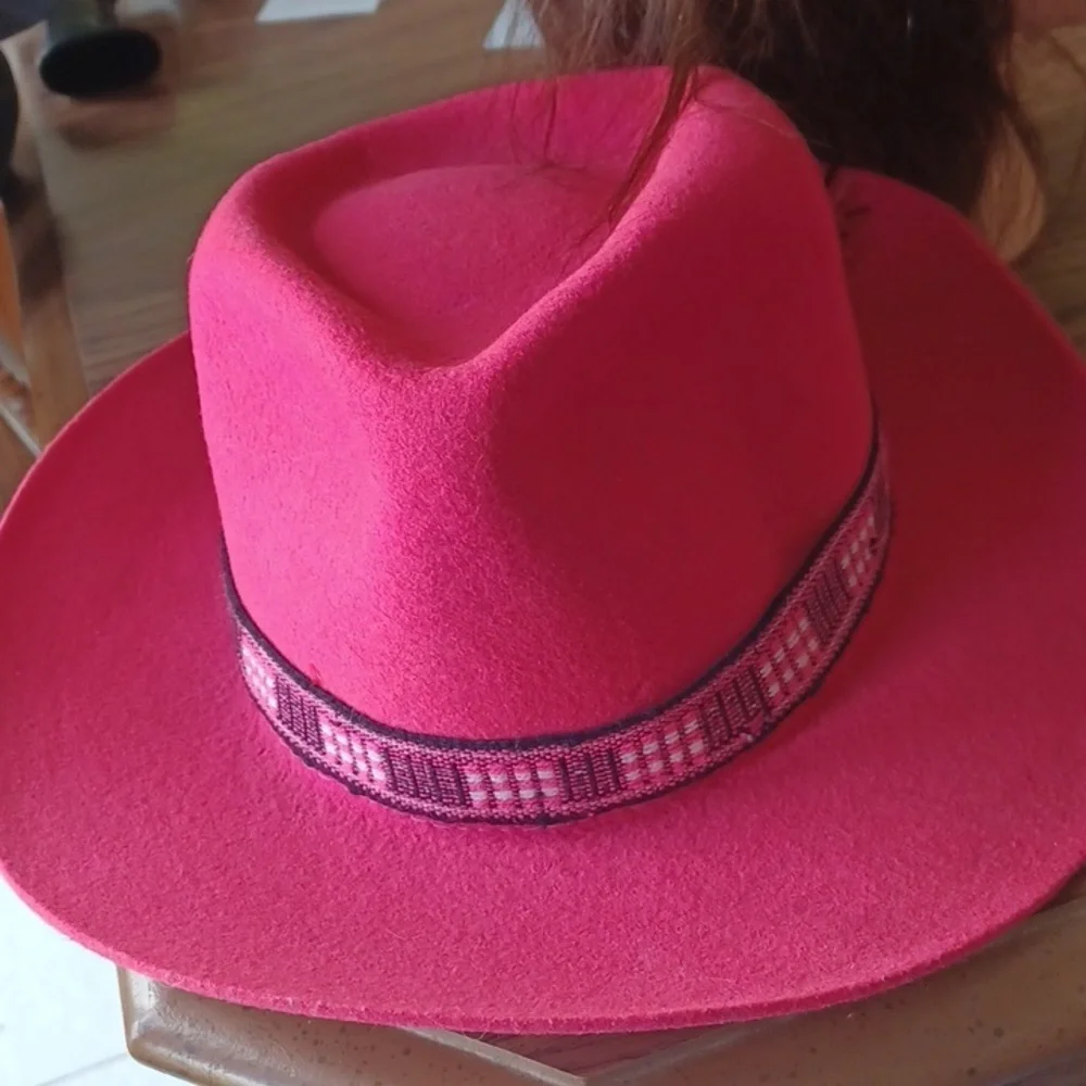 Otavalo Ecuador Vintage Pink Felt Cowboy hat